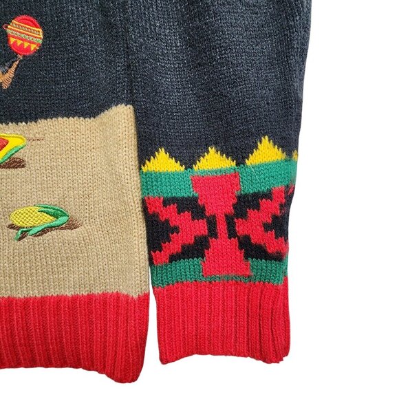Holiday Time Feliz Navidad Christmas Sweater S/CH 4-6 Black Knit With Festive Sa - Picture 4 of 11